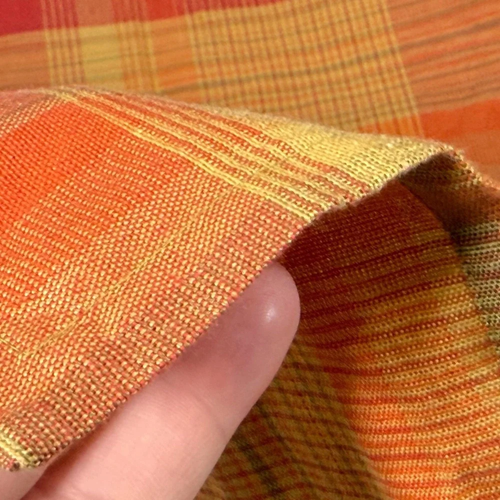 18x19 Orange Plaid Cloth Napkins Set of 4 Woven Harvest Autumn Table Linens